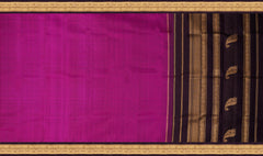 Magenta Kanchipuram Pure Zari and Handloom Saree with Brown Border