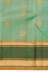 Sap Green Kanchipuram Pure Zari and Handloom Saree with Mustard and Green Border