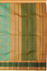 Sap Green Kanchipuram Pure Zari and Handloom Saree with Mustard and Green Border