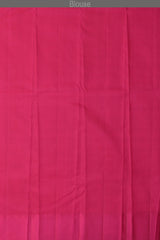 Orange and Pink Kanchipuram Silk Saree with Dual Tone Checks on the body with Pink contrast Annapakshi as blocks in border and Pink Grand Pink zig zag patter pallu