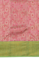 Lotus Pink and Pista Green Contrast Pure Silk Saree with Jacquard Weave