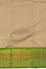 Off White and Parrot Green Contrast with Tissue Designs Pure Silk Saree