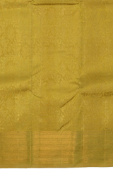 Mustard Kanchipuram Silk Saree with floral and jacquard designs on the body with self lotus border and rudraksham, ashwa motif, and temple designs in pallu