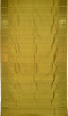 Mustard Kanchipuram Silk Saree with floral and jacquard designs on the body with self lotus border and rudraksham, ashwa motif, and temple designs in pallu