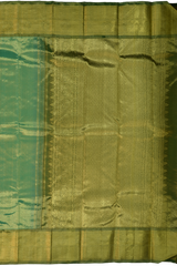 Light Green Kanchipuram Silk Saree with tissue design on the body with dark green contrast border and annam, rudraksham, varisapet intricately designed designs in pallu
