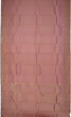 Light Blush Pink Kanchipuram Silk Saree with jacquard and rudraksha inside diamond designs on the body with self floral, intricately designed border and floral design with diamond motif designs in pallu