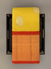 Sunlit Glory in Yellow and Red Kanchipuram Silk Saree